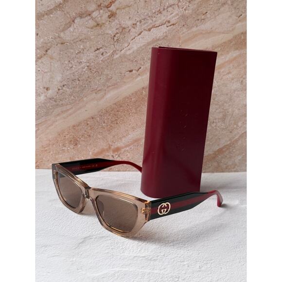 NEW Gucci GG2116S Brown Cat Eye Striped Sunglasses $440 main image 6